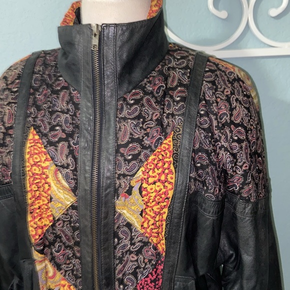 RARE HTF Vintage Euro Mond of California Leather fabric Jacket - Picture 3 of 16